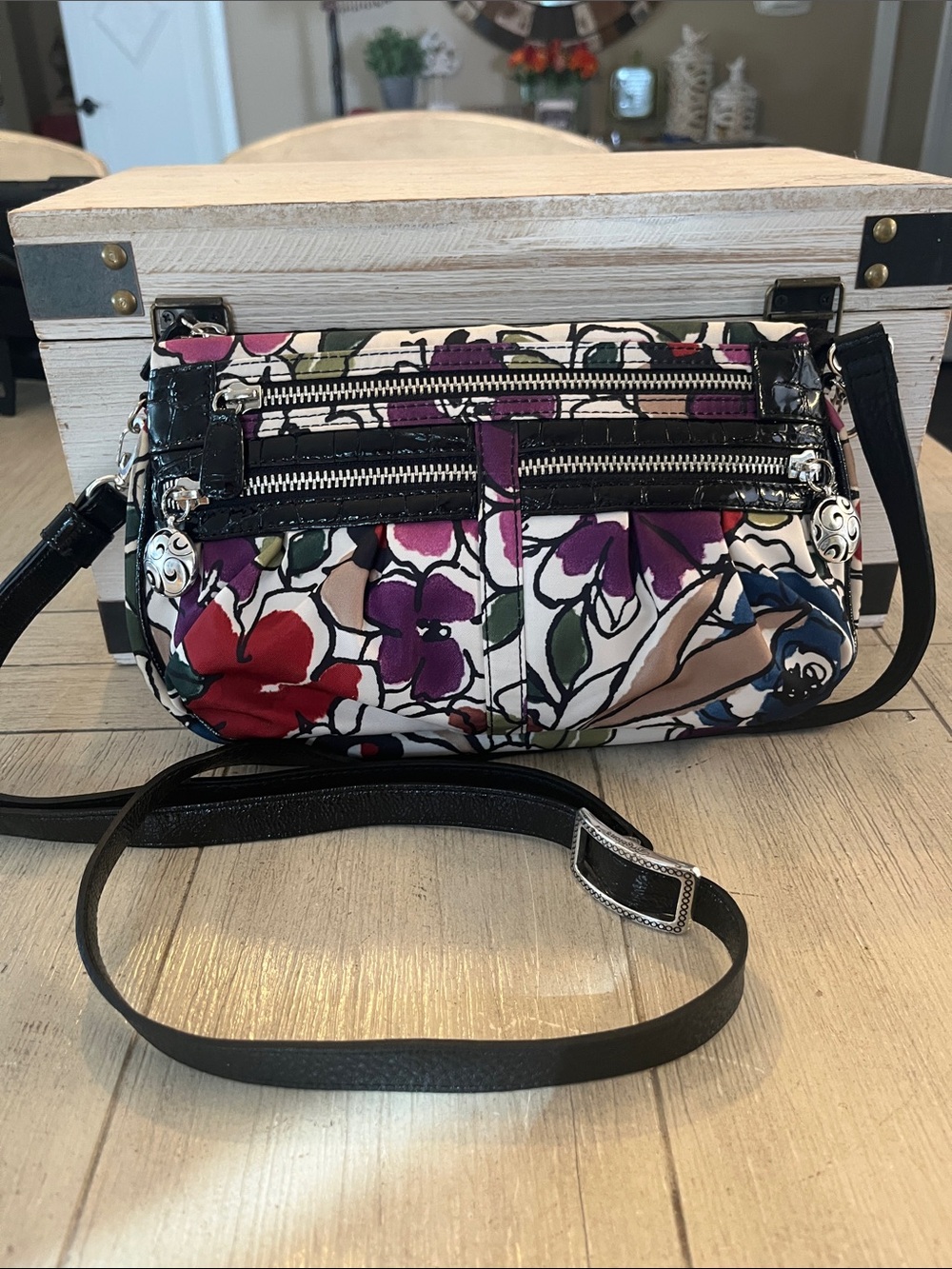 Brighton Floral Crossbody Bag in Black, Red, Purple, Green